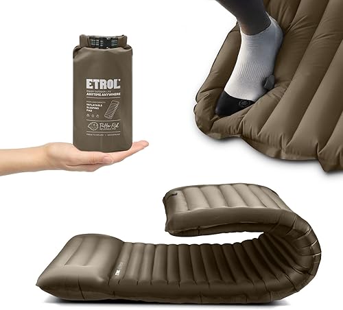 ETROL Colchoneta para dormir de camping Tapete inflable extra grueso de 4 pulgadas (81 x 26 pulgadas), colchón compacto ligero y alargador para