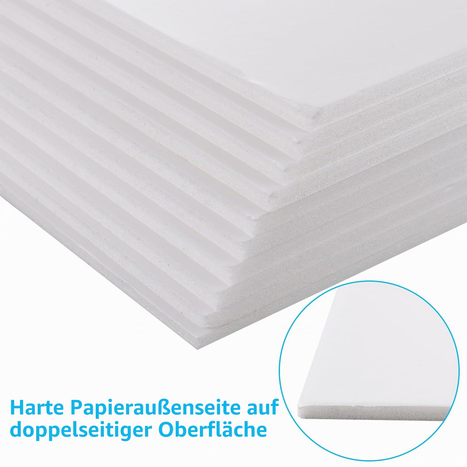 ASelected Schaumstoffplatte, A2 (594 x 420 mm), 5 mm dicke Polystyrol-Schaumstoffplatte für Modellbau, Montage von Fotos, Präsentationen, Kunst- und Bastelprojekten, Weiß, 10 Stück