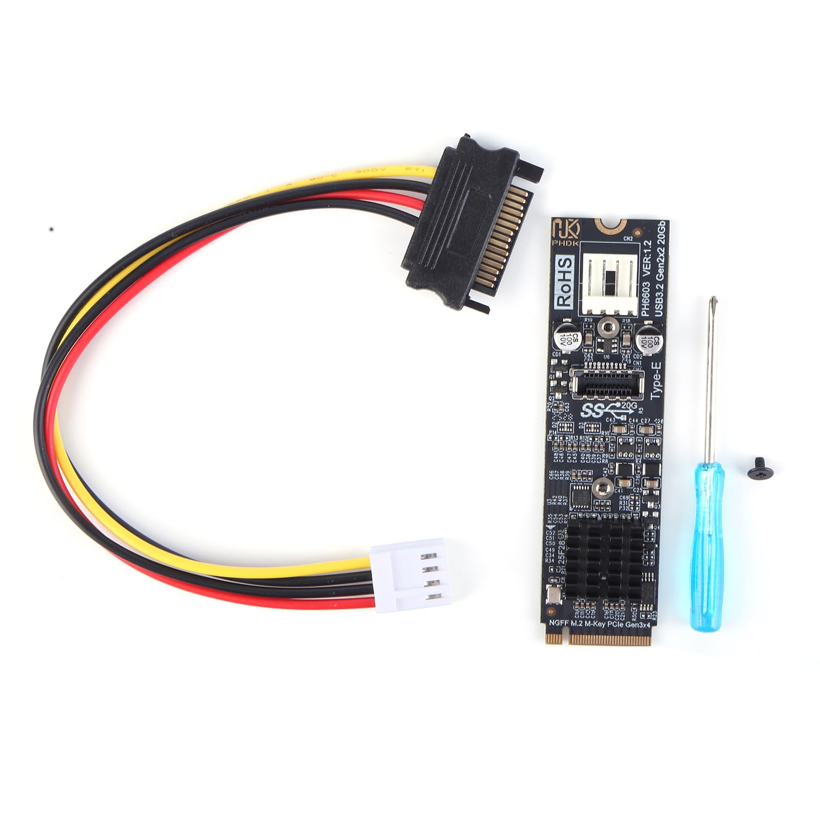 5pcs M2 PCIE NVME To TYPE E Expansion Card Riser ASM3242 Chipset M2 M Key PCIe To USB3.2 Front Panel Expansion Card for Desktop PC