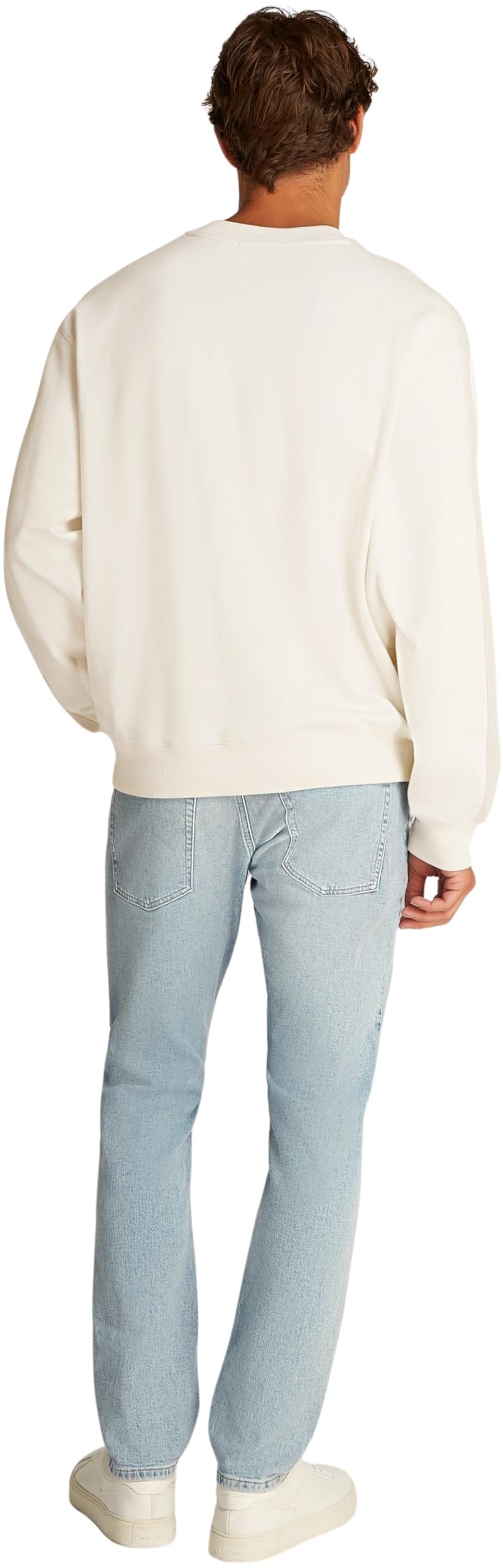 Calvin Klein Herren Sweatshirt Logo Tape Crew Neck Relaxed Fit, Beige (Tofu), XXS – Ansicht 2