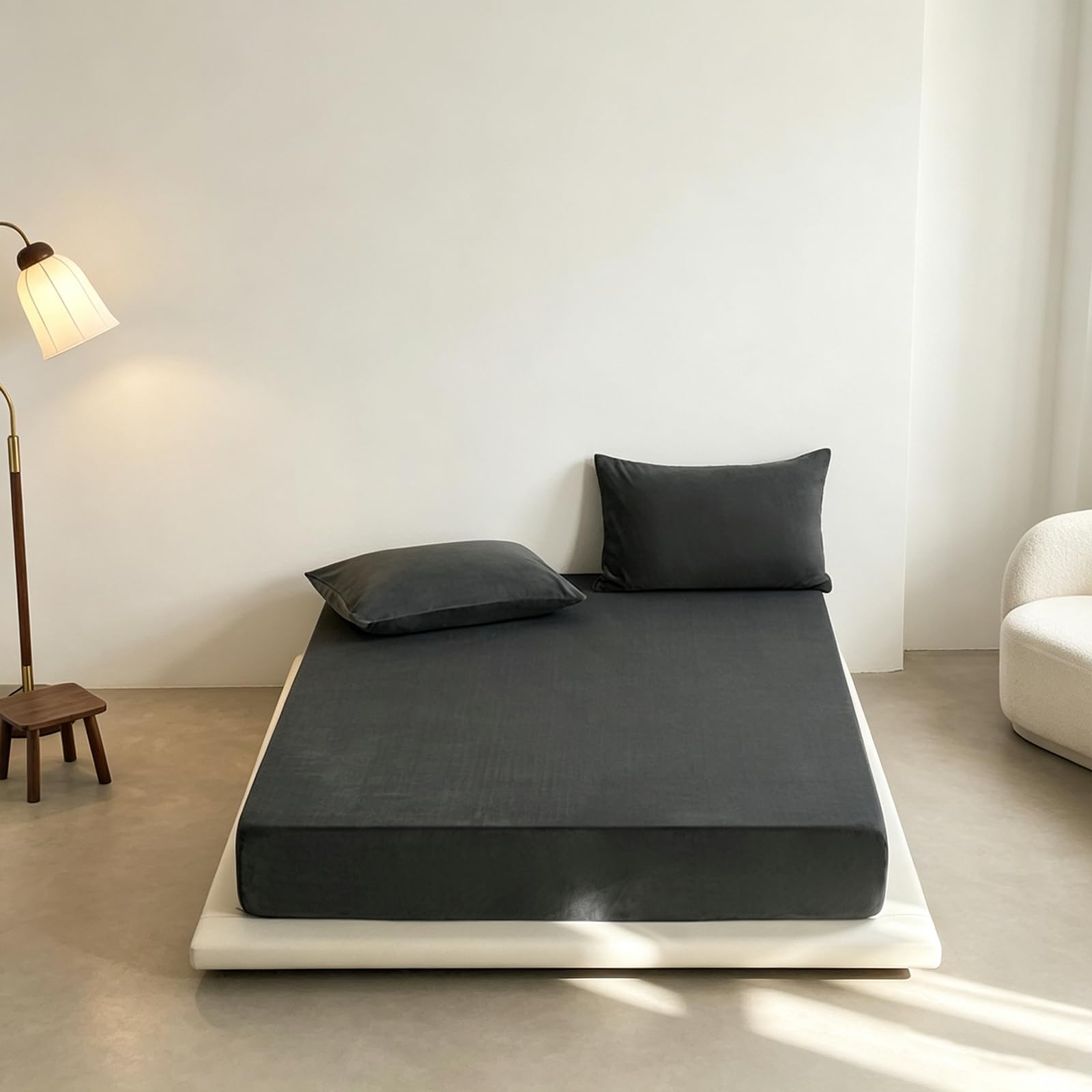 Drap Housse 200x220 Noir Lit Super King