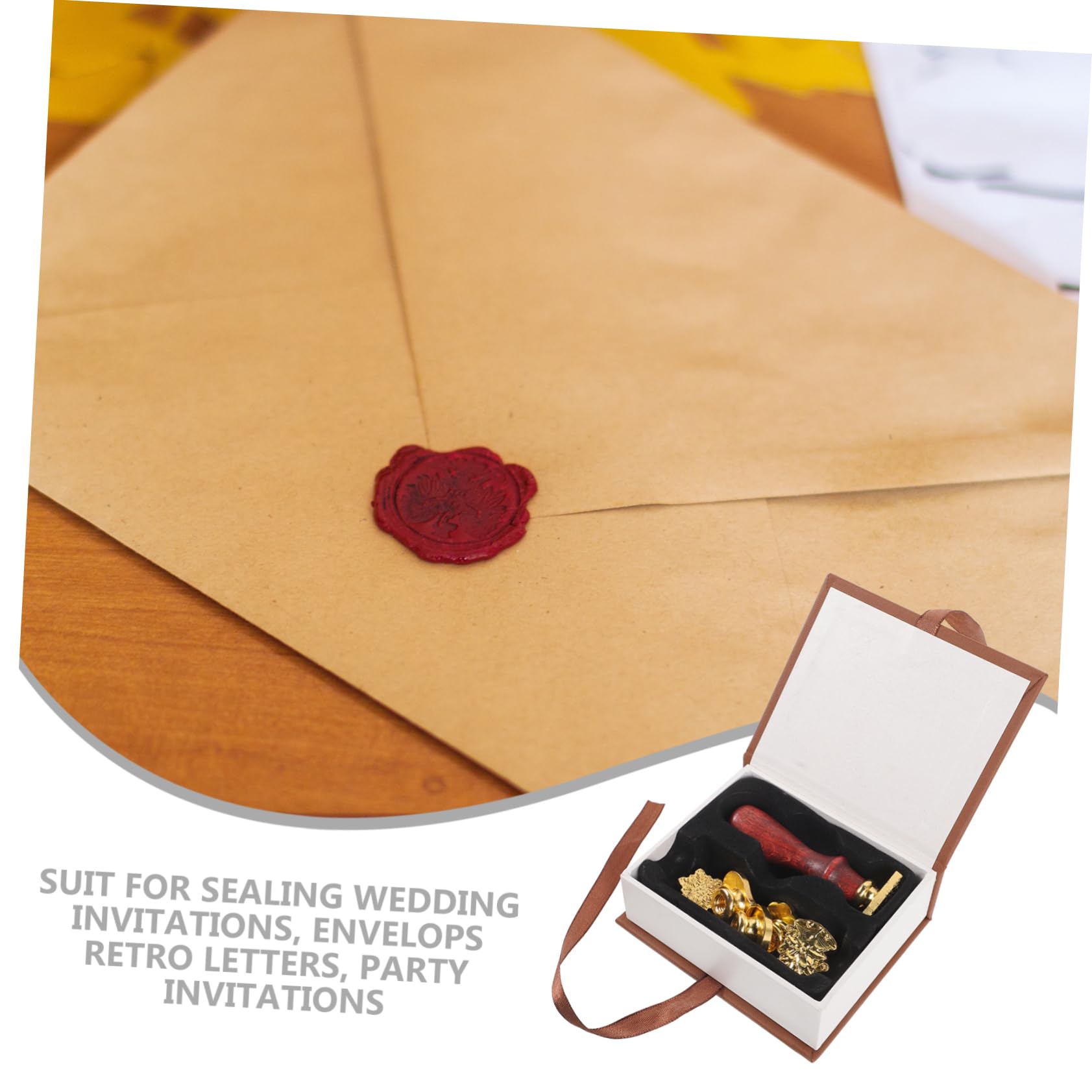 DOITOOL 4 Juegos Caja de focas de pintura de sello de sello sellos de cera carta sello de laca sello de cera personalizado sello de cera de boda sello del kit de sello de cera Metal