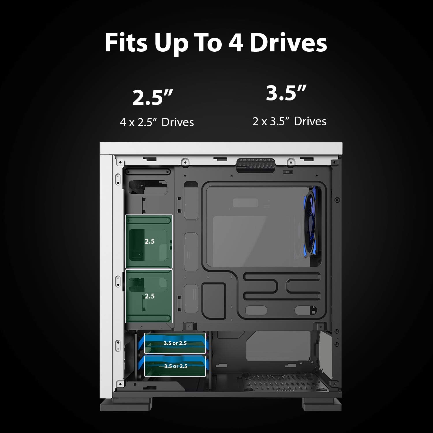 Drive bay configurations in GameMax Expedition case
