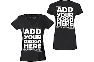 Personalized Custom Design Your Own Front Back Women's V-Neck T-Shirt Slim Fit Customizable Shirts