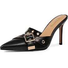 YYBYYB Womens High Heels Pointed Closed Toe Mule Heels Bow Studded Stiletto Heel Dress Bridal Elegant Wedding Sexy Party Pumps shoes