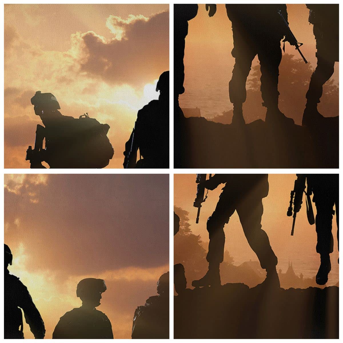Cuadro Decorativo 160x50cm Moderno Panorámico Personas Militar - 2962 | Ejército Arma Sol Cuadro sobre Lienzo Grande Arte mural Decoración del Hogar Salón Dormitorio Cocina Oficina Cuadros de Pared