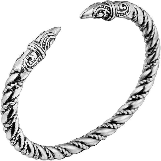 ZBOMR Men's Double Head Dragon Bracelet Stainless Steel Gold Sliver Norse Viking Adjustable Cuff Cool Polished Twisted Arm Ring Cable Bangles Pagan Jewelry