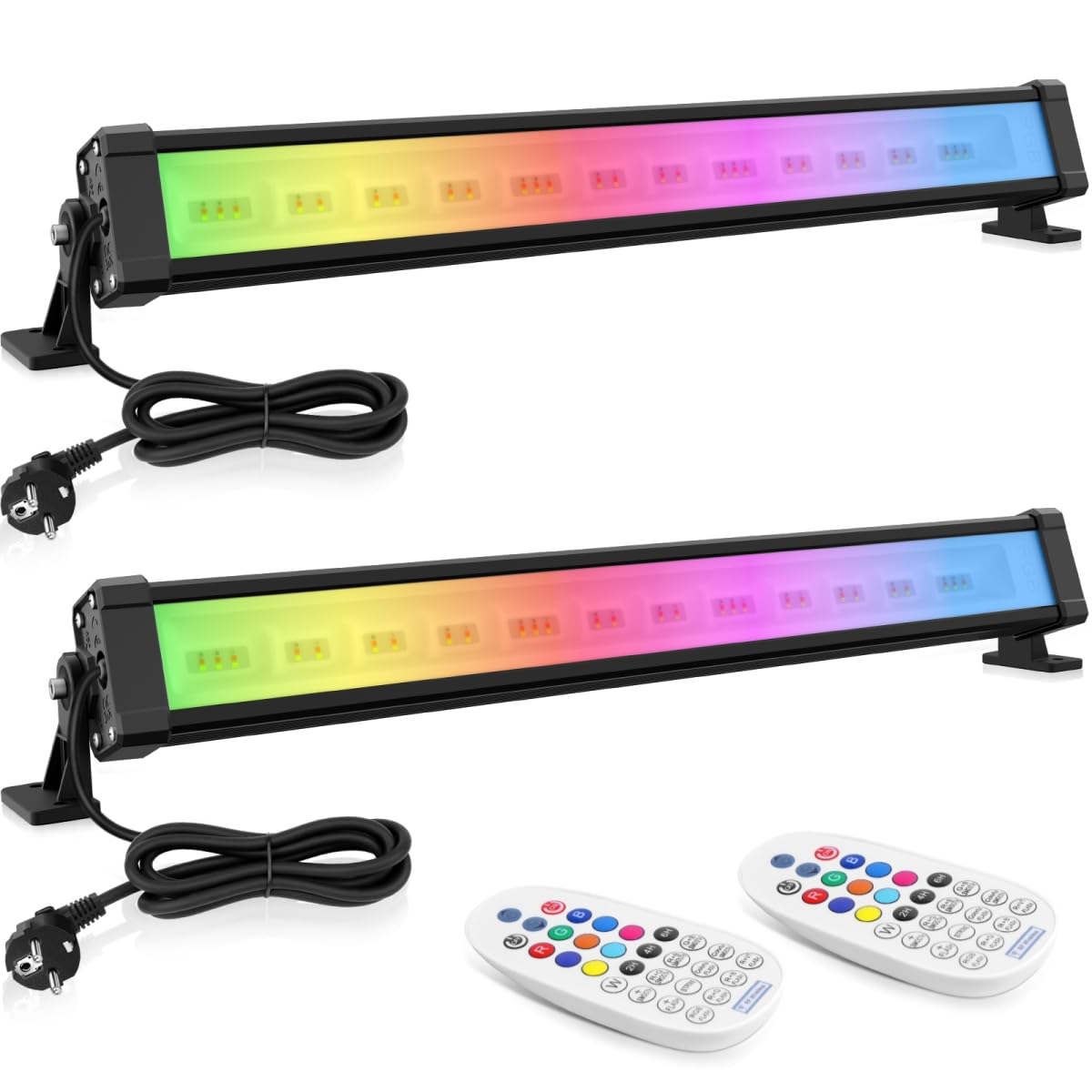 MEIHUA Led RGB Strahler 42W Wallwasher mit Fernbedienung 2 Stück - 3600Lumen, 10 Farben 30 Dynamische Modi, 3 Timer, IP66 Wasserdicht für DJ Home Bühnen Party Garten