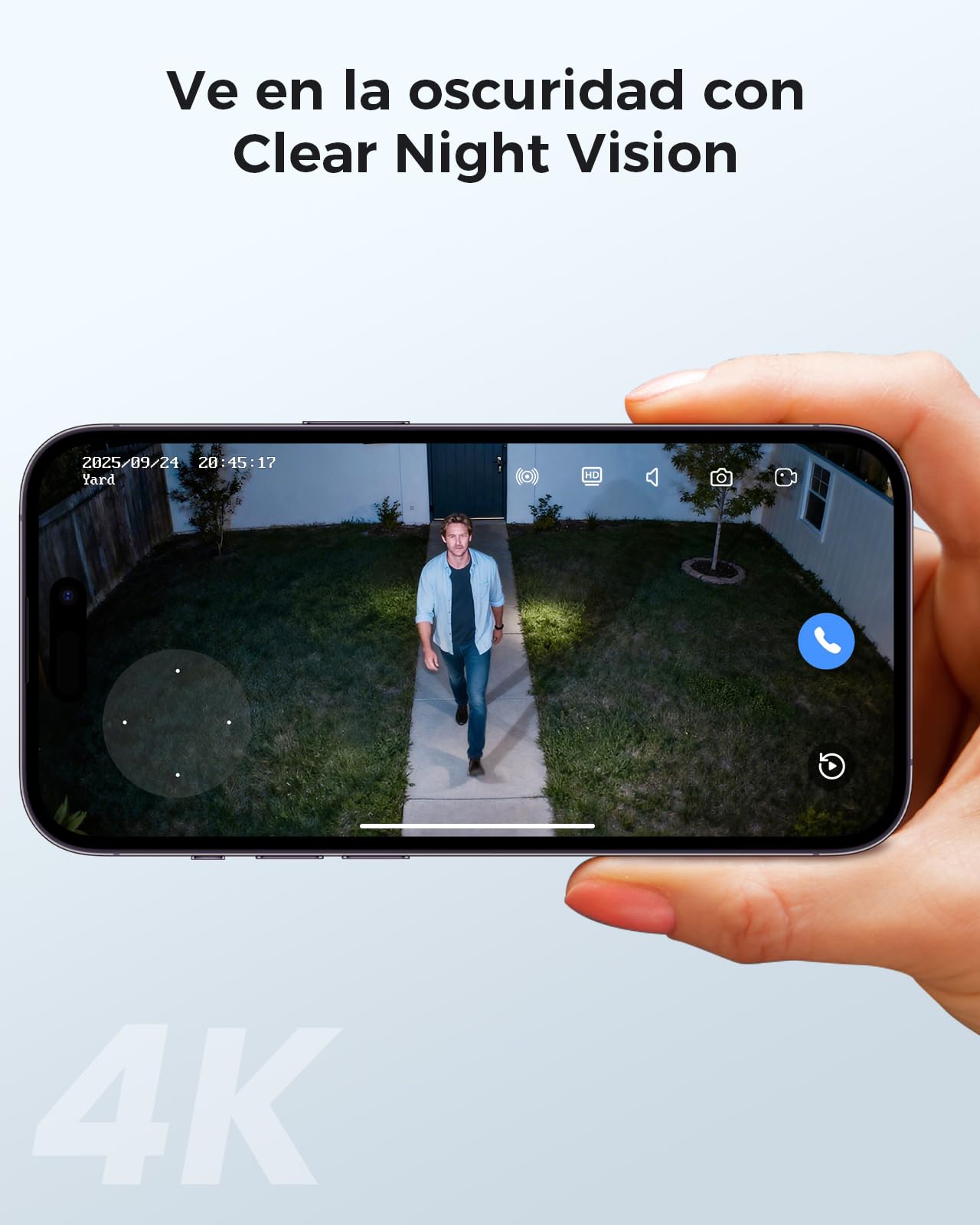 Hiseeu 4K 8MP Cámara de Seguridad Exterior, PTZ WiFi Seguimiento Automático, Visión Nocturna a Color, Zoom Digital, Vigilancia 360°