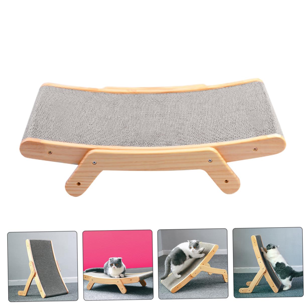 Rascador de Gatos de Madera y Cartón Ondulado, Reducir Comportamiento Destructivo, Juguete para Gatitos