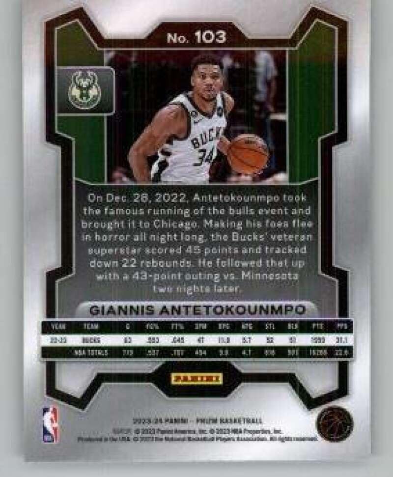 Amazon.com: 2023-24 Panini Prizm #103 Giannis Antetokounmpo