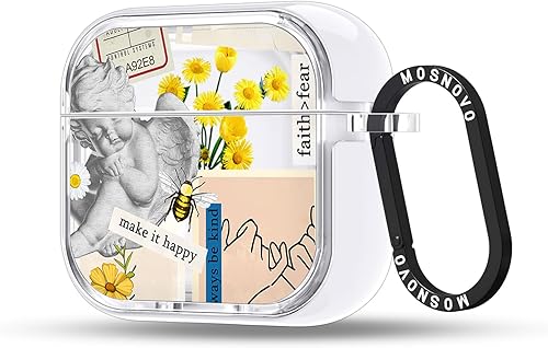 Miniatura 370 de MOSNOVO Funda protectora transparente para AirPods Pro 3, con anillo de metal duro de lujo de doble capa a prueba de golpes, diseñado para AirPods