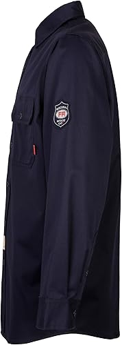 Miniatura 21 de BOCOMAL FR Shirts 6.25oz Camisas de soldadura ligeras Camiseta ignífuga para hombre ignífuga Rojo/Blanco,Gris,claro,Azul marino con broche