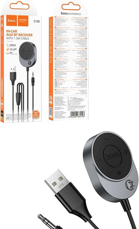 Aux Bluetooth Dönüştürücü Araç İçi Kablosuz AUX Bağlantı Cihazı Mikrofonlu