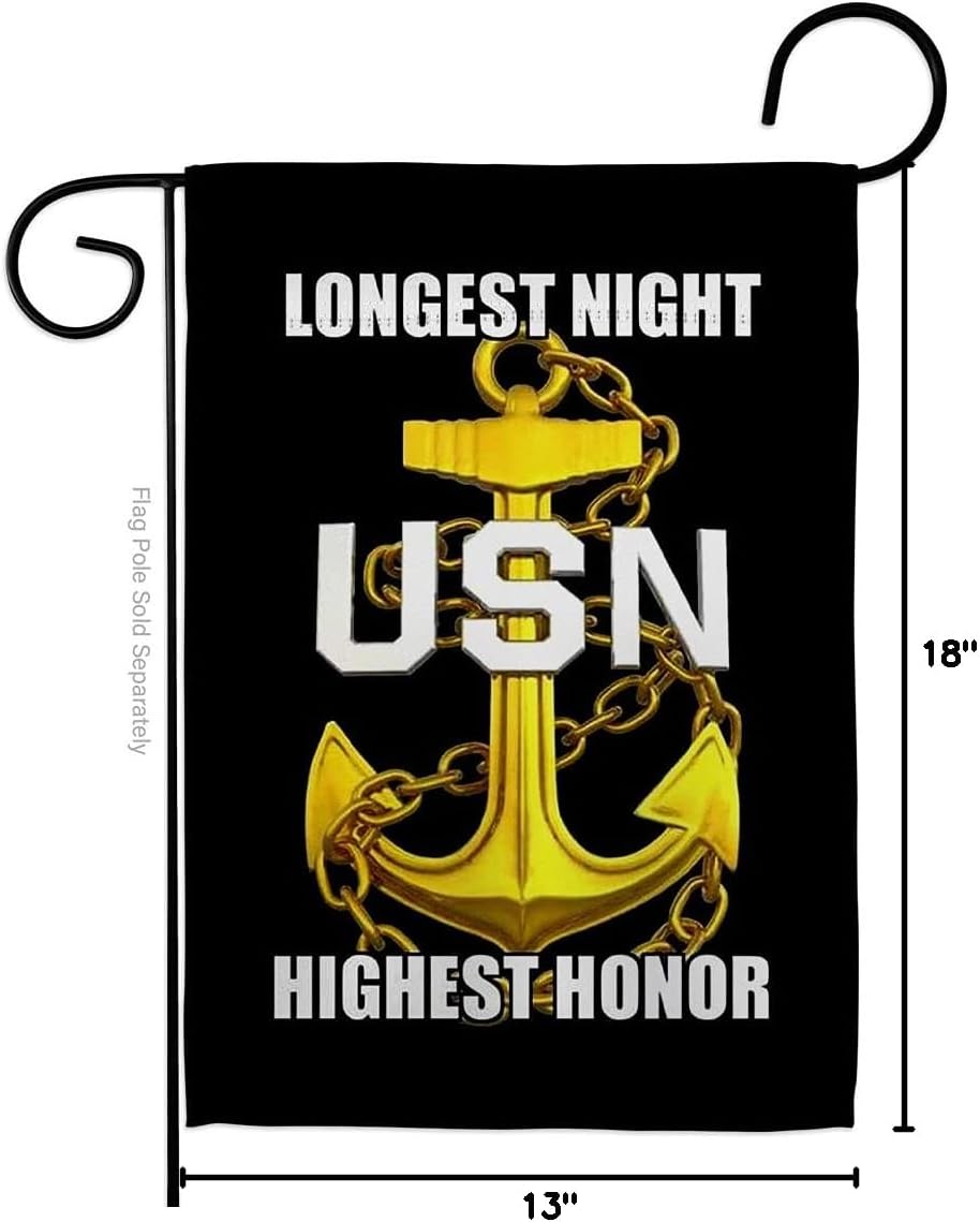 US MILITARY US Navy CPO Chief Petty Officer Flag Armed Forces Double-Sided Lawn Decoration Gift House Garden Yard Banner United State American Military Veteran, 12" x 18.5 Made in USA