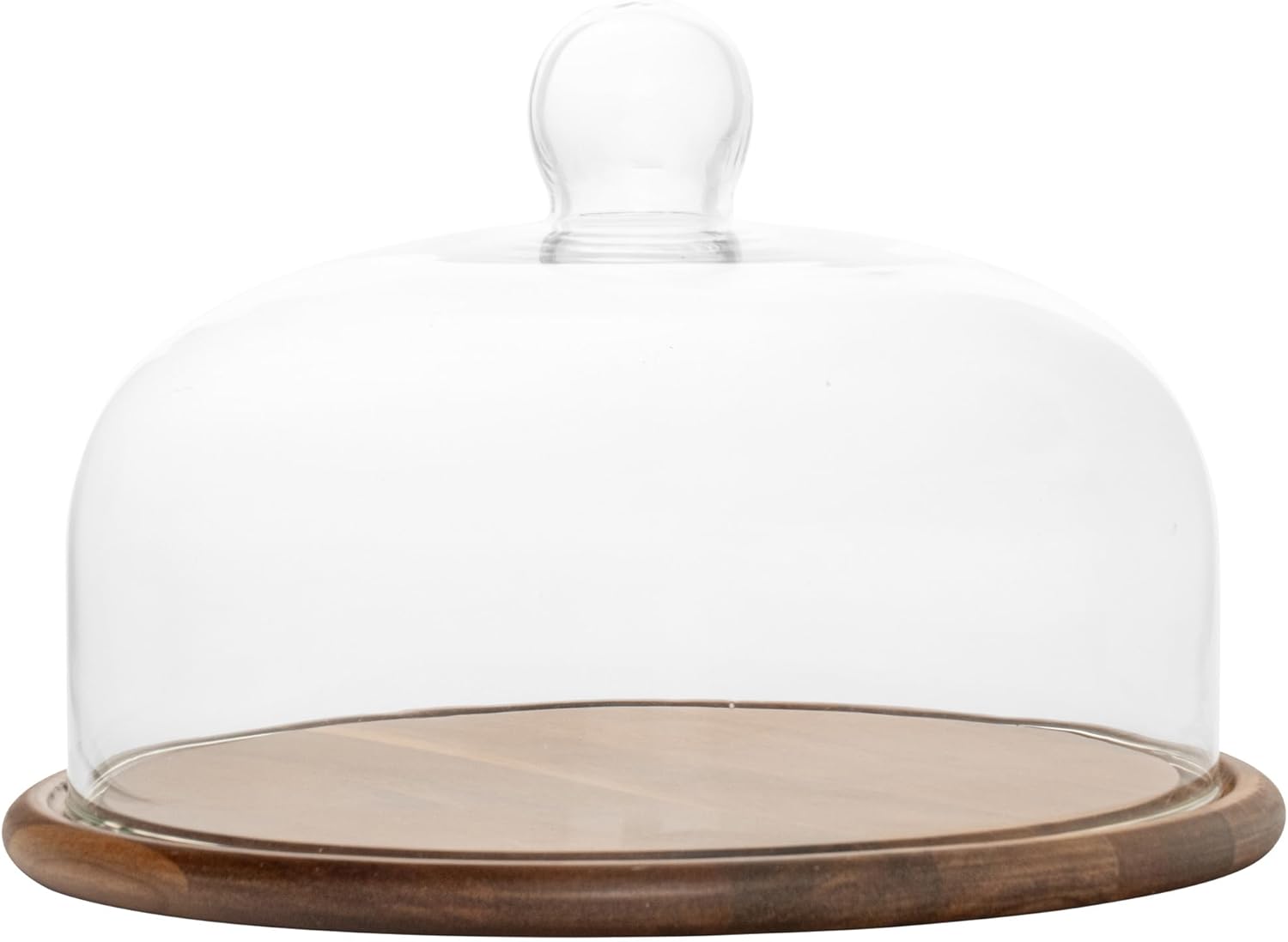 ( only lid ) perco 11\" wood cake stand with glass dome lid – rustic cake plate with cover for dessert display, birthday, wedding, kitchen party, baking gift, charcuterie or cheese board use