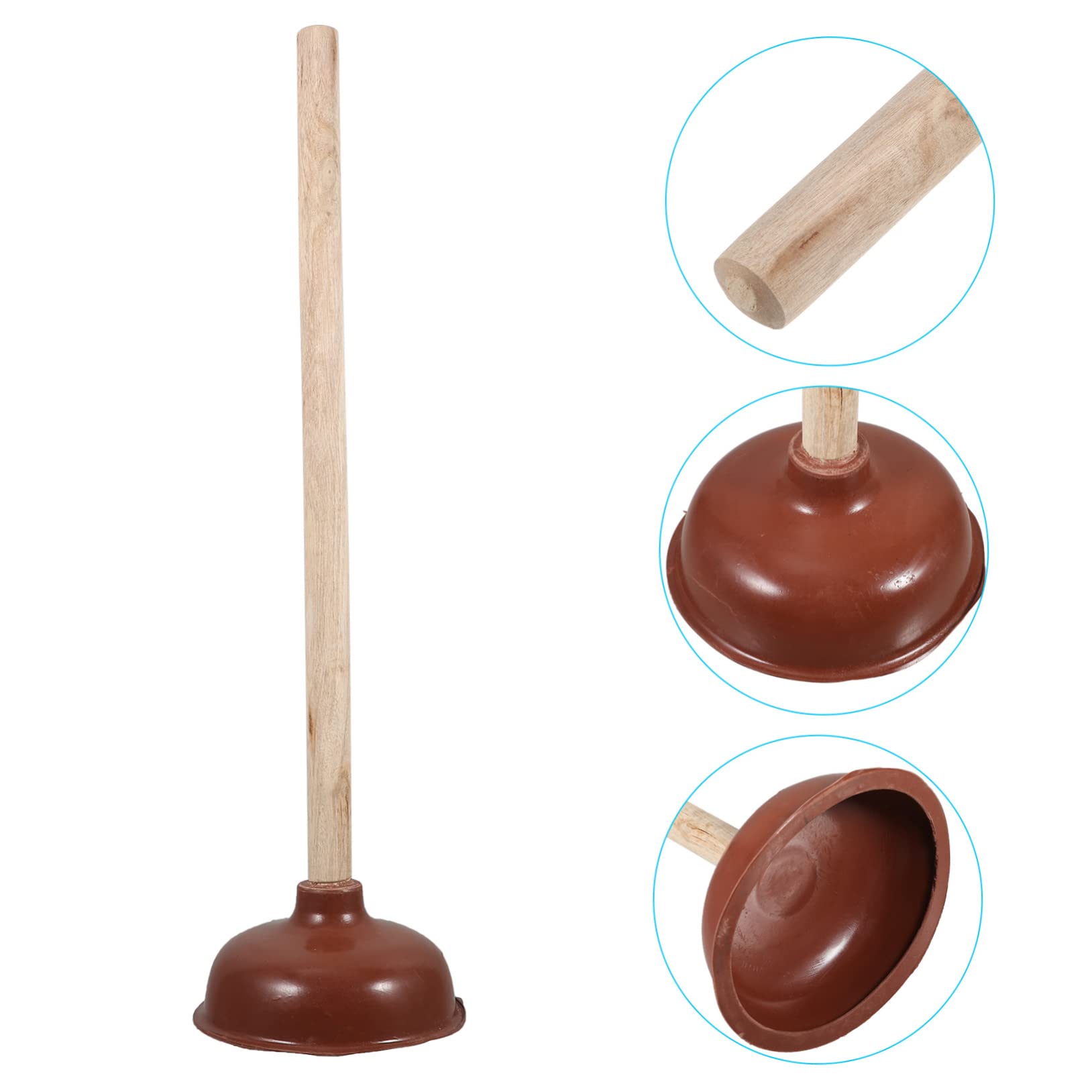MAGICLULU Desatascador de Inodoro Ventosa de Goma y Mango de Madera, para Eliminar Obstrucciones en Baño y Hogar, Uso Cómodo y Duradero