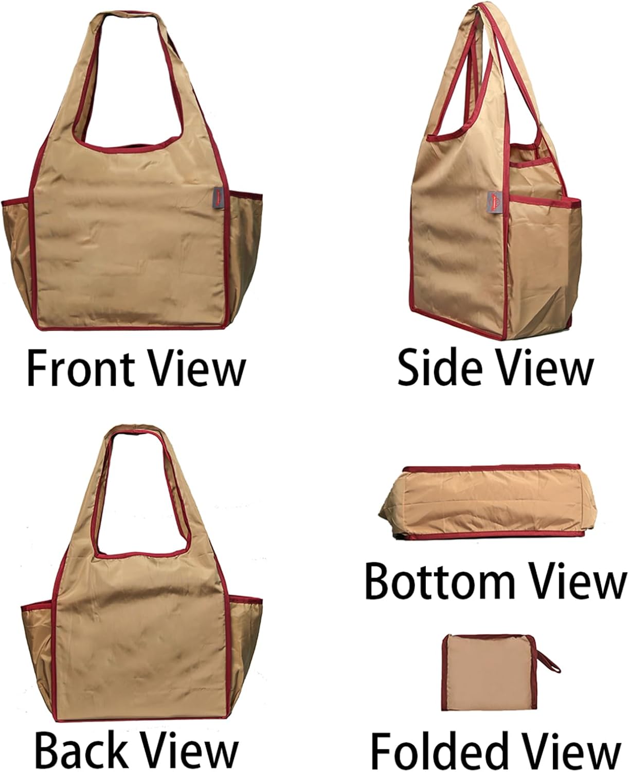 4-Piece Reusable Food Bag -50 Pound Heavy-Duty Machine Washable Shopping Tote Bag With Color Blocking Design - Image 2