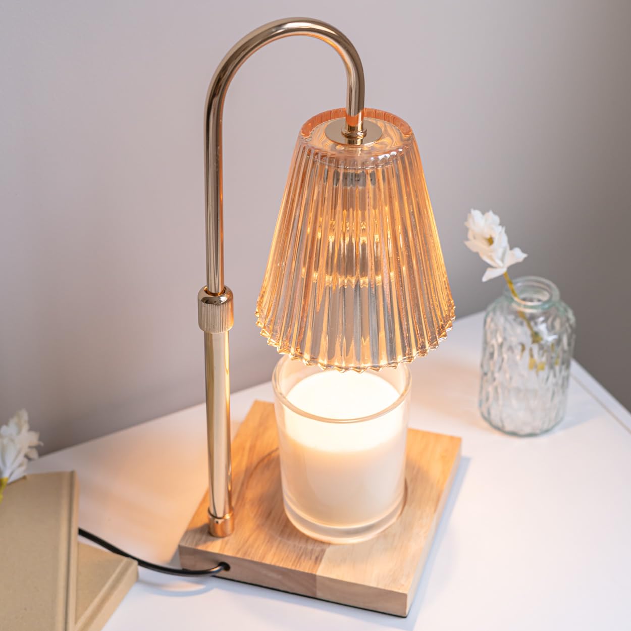 Flamingueo Lampada Scalda Candela - Candle Warmer Lamp - Decorazioni Casa - Intensità Regolabile - Con Timer - Altezza Regolabile
