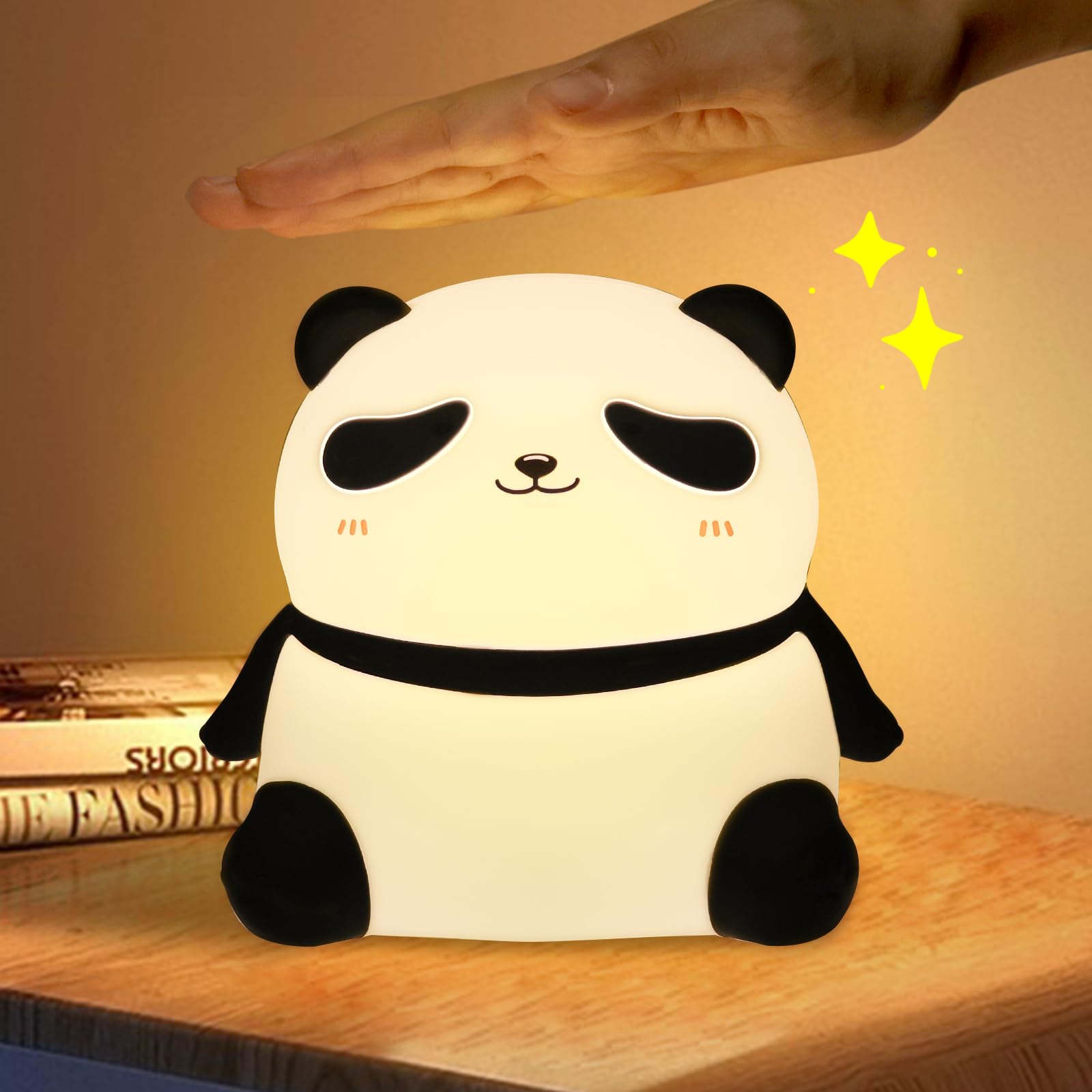 Panda Nachtlicht Kinder - 7 Farben, Dimmbar, Mit Timer & Touch-Steuerung, Aufladbar Aus Silikon