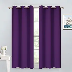 Yakamok Purple Blackout Curtains for Bedroom,Thermal Insulated Blackout Grommet Top Drapes for Living Room,38x54 Inch, 2 Panels