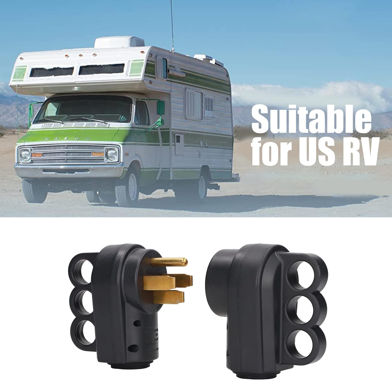 RV Power Connector 50A Male Female Industrial Plug Kit with Pull Ring Heavy Duty Replacement for RV Generators and Trailers