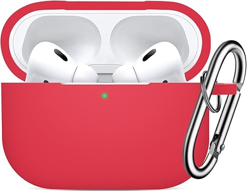 Vista 8 de Funda compatible con Airpods Pro 2 con llavero, funda protectora completa de silicona suave para Apple AirPods Pro de 2ª generación, LED frontal