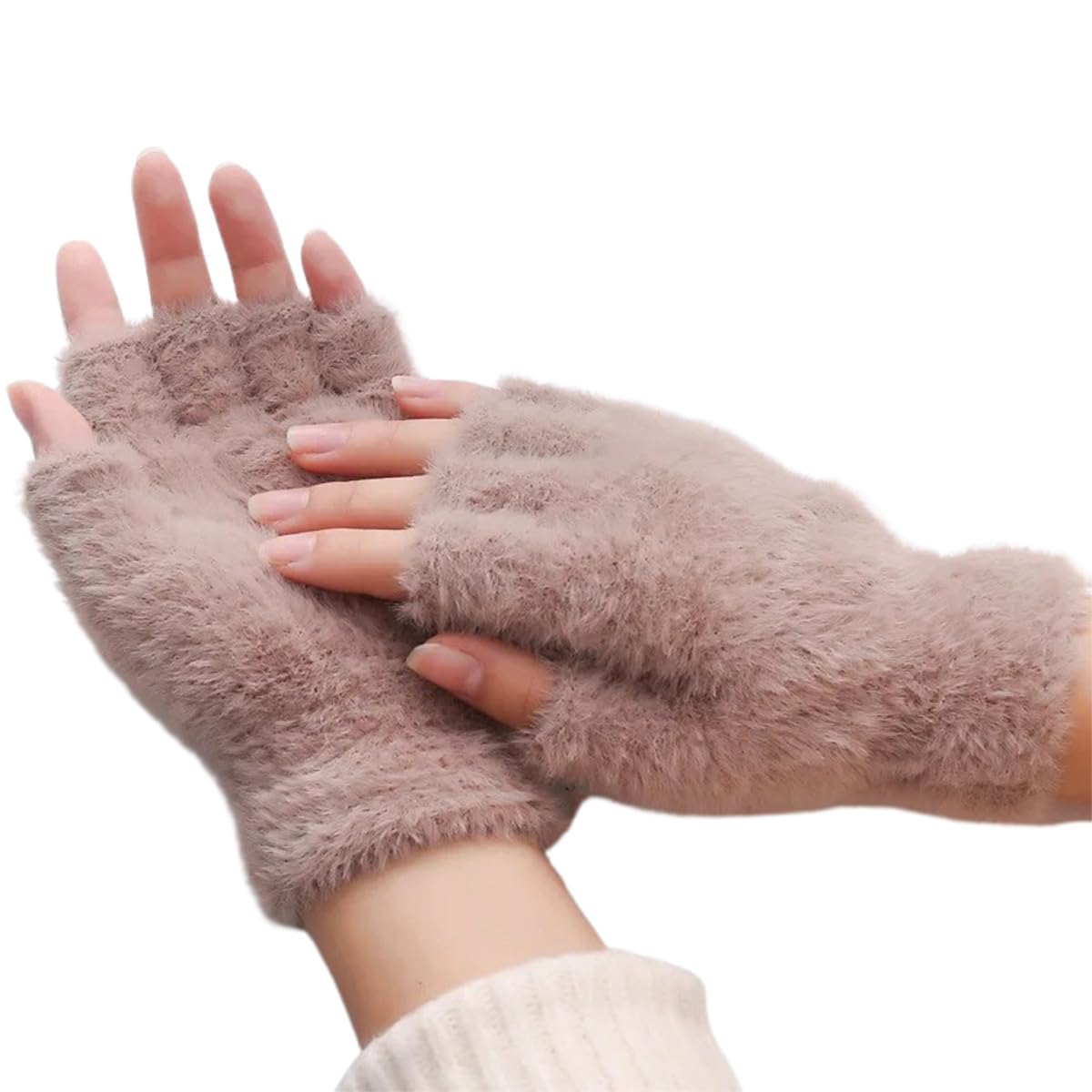 Fingerless Gloves for Men Women, Warm Thermal Soft Half Finger for Working Running Biking Driving