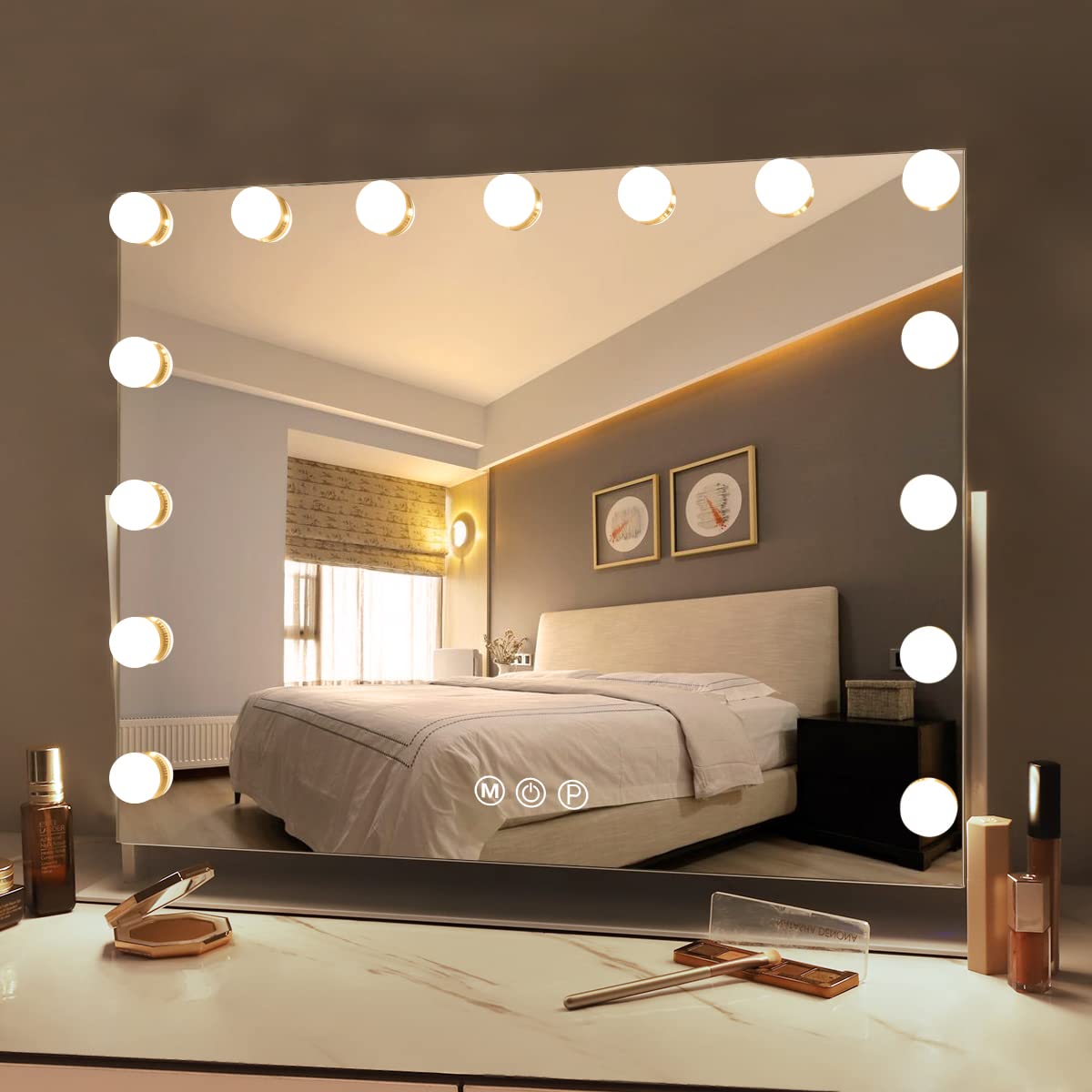 FENCHILIN Vanity Mirror with Lights, White Hollywood Lighted Makeup Mirror with 15 Rotation Dimmable LED Bulbs for Dressin... - Review, Price and Buying Guide