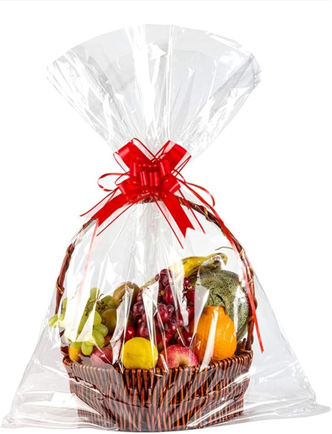 ELTNEGSA 30x45 Inch Clear Basket Bags, 10 Pack Large