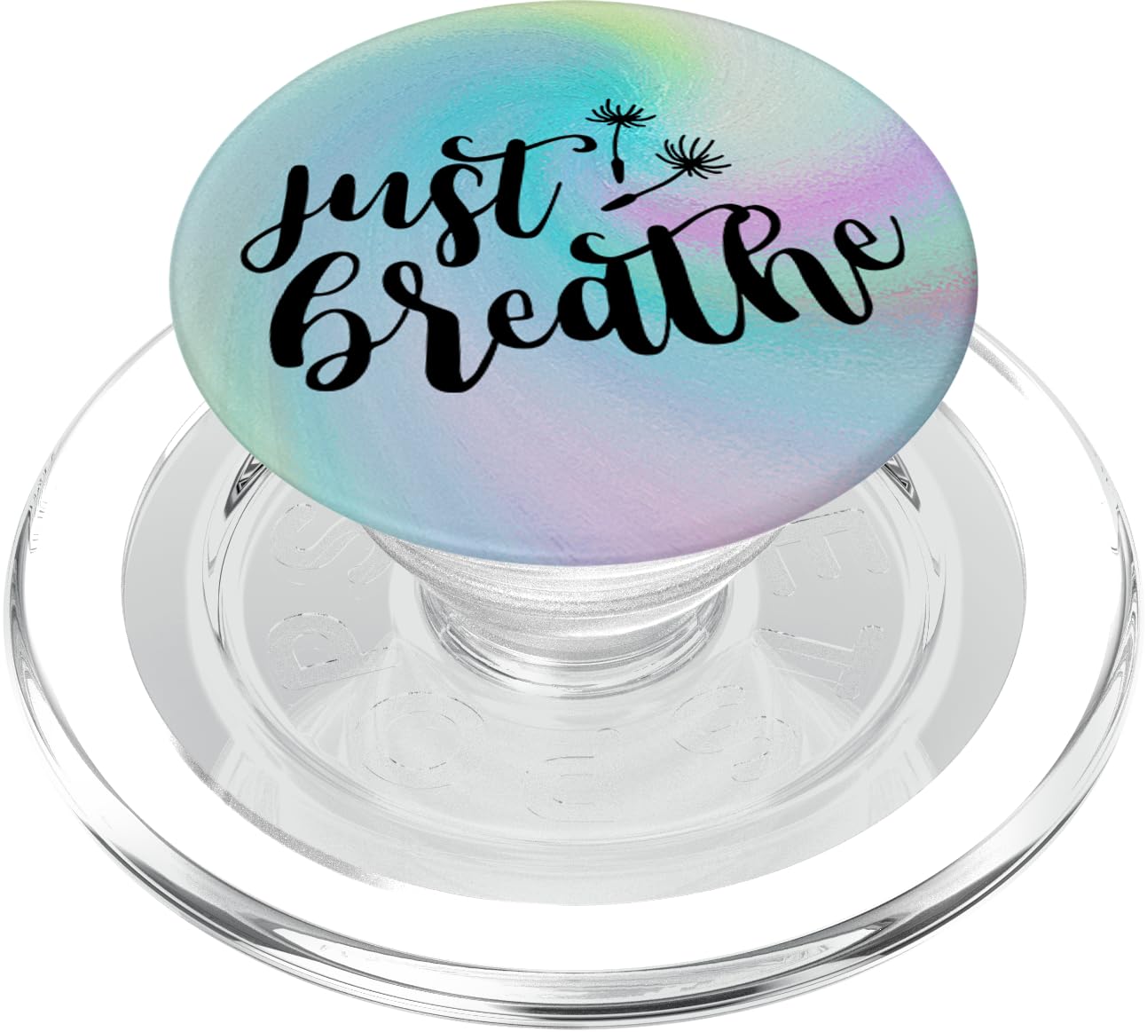 Just Breathe Inspirational Quote on Rainbow PopSockets PopGrip: Swappable Grip for Phones & Tablets PopSockets MagSafe PopGrip for iPhone