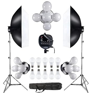 Eloies 5 LED Softbox Lighting, 2 Light Kit Photography Professional Continuous Studio Lights 50cm x 70cm Reflectors for Fashion Portrait Product Photography YouTube (2nos Light KIT)