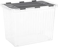 Vista 8 de Superio Caja de almacenamiento con tapas con bisagras, contenedores de plástico para organizar con tapa adjunta, cajas apilables, sin BPA