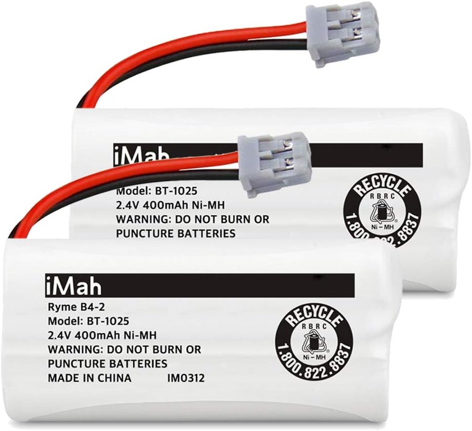 iMah Ryme B4-2 BT-1025 Rechargeable Battery Compatible with Uniden BT-1021 BBTG0847001 Cordless Handset (Pack of 2)