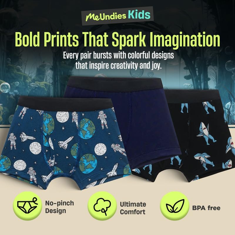 MeUndies Boys Boxer Brief - Soft Modal Fabric with No Pinch Waistband | Fun Prints, Scratch-Free Design, and Durable