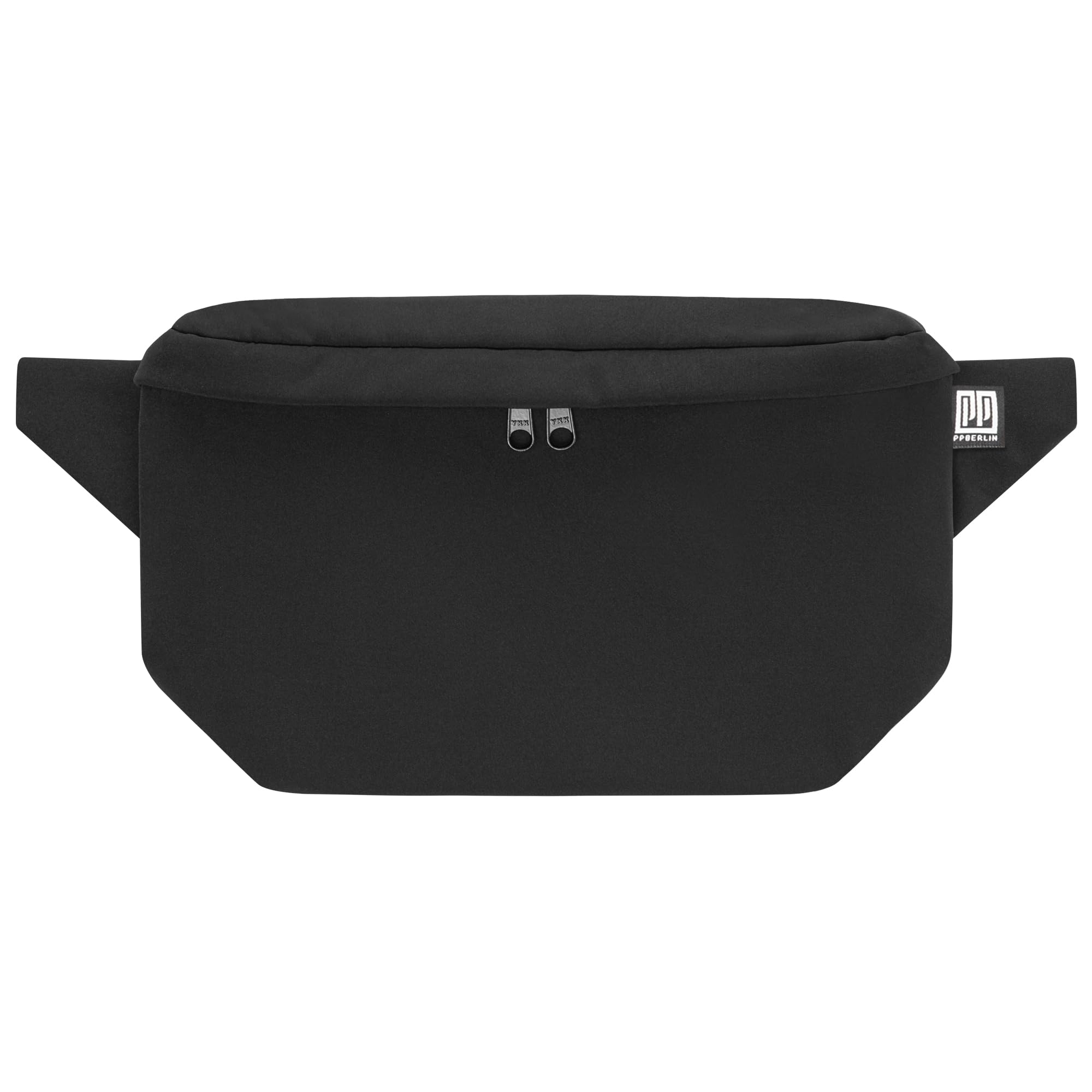Bauchtasche, Softshell Schwarz, Groß, Vegan, Handmade in Berlin für Damen, Herren, Unisex. Hipbag, Crossbody Bag, Schultertasche, Hüfttasche