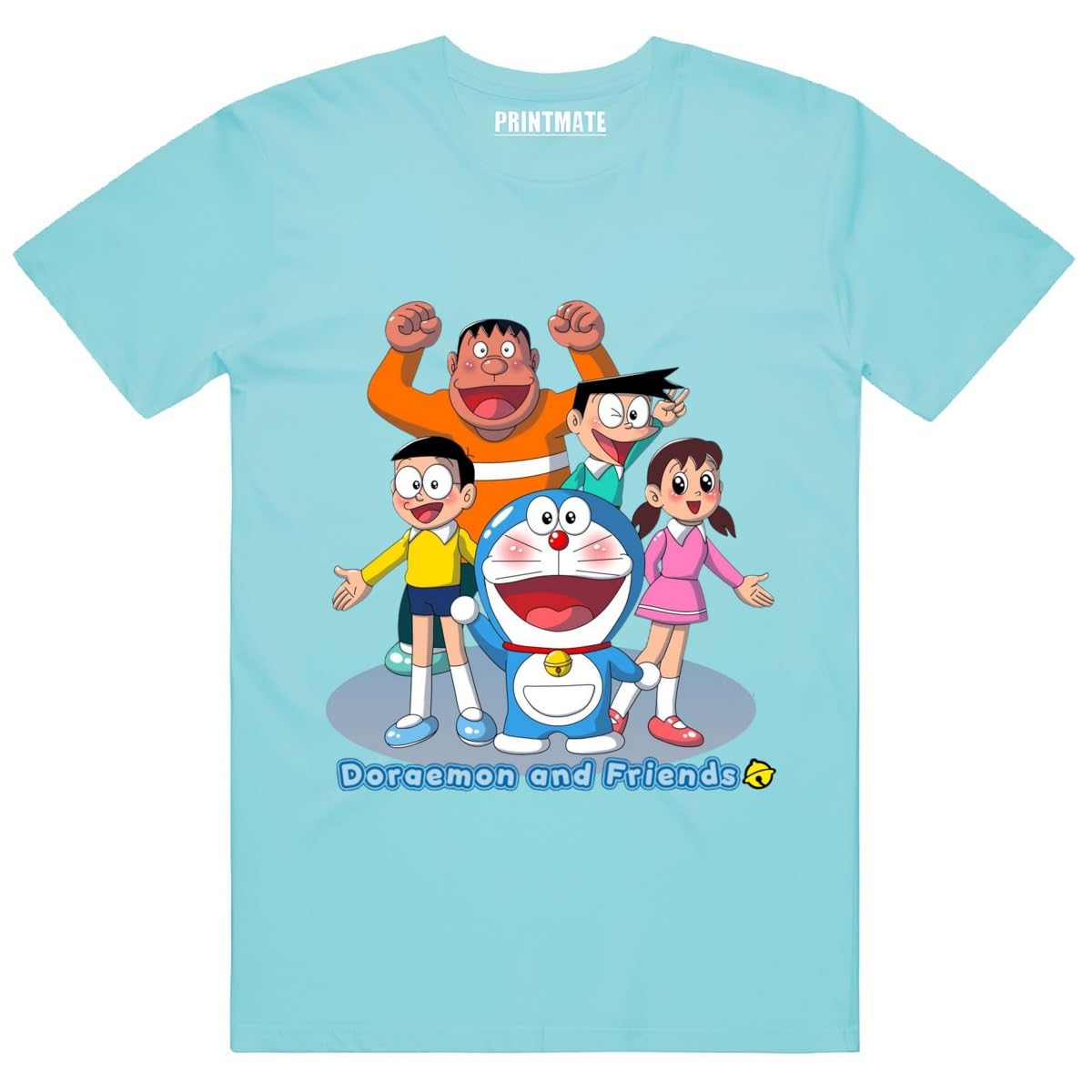 Cute Doraemon and Friends Printed Cotton Half Sleeve T-Shirt for Kids-Dore-3-image-48