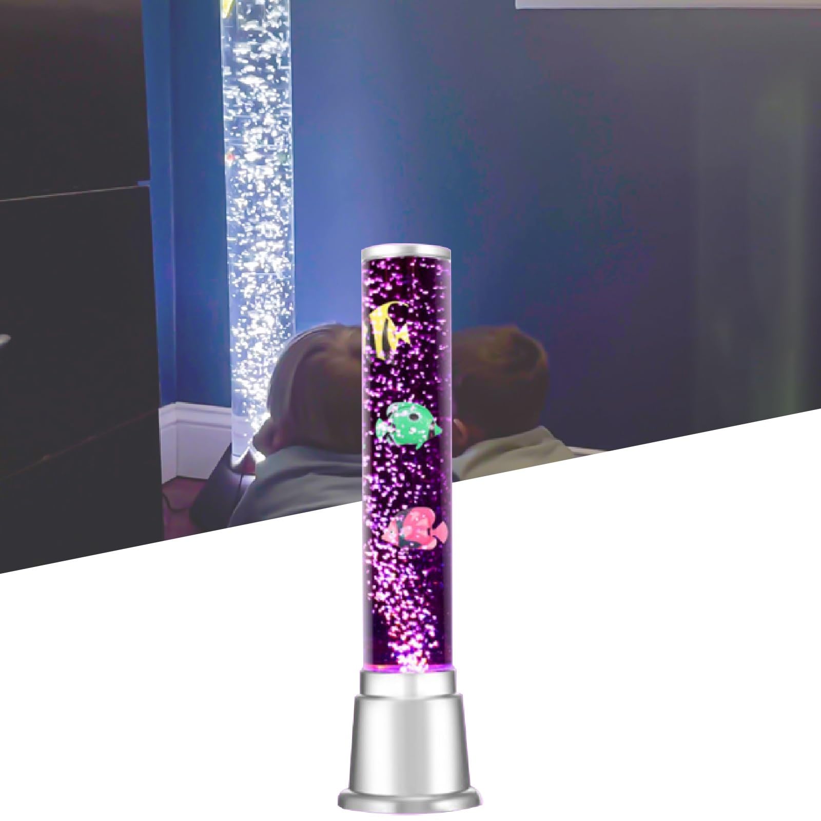 Lámpara de pez burbuja LED de 7 colores para relajación ASMR infantil de 46cm
