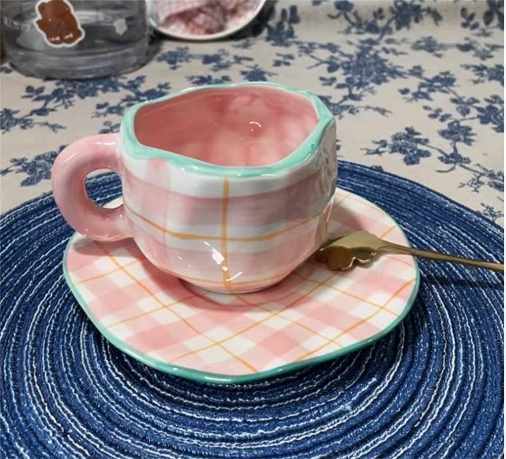 Japanese Hand Painted The Sky and White Clouds Coffee Cup With Saucer Ceramic Handmade Tea Set(E)