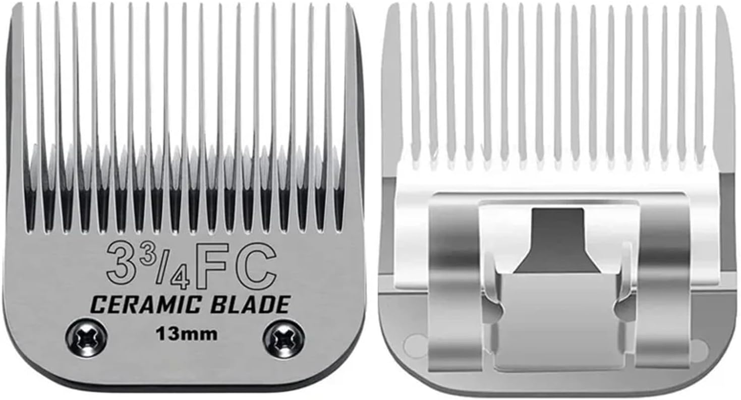 3 3/4FC Ceramic Detachable Pet Dog Grooming Clipper Blades,Compatible For Oster,A5,Compatible For Wahl,KM Series,13mm Smooth Cutting