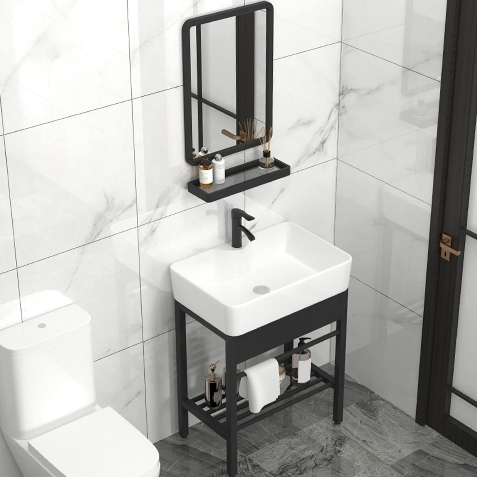 Lavabo de baño familiar exquisito de cerámica blanca para la familia, exquisito lavabo con pedestal independiente, lavadero familiar, exquisito lavabo de porcelana, blanco, 48 x 37 cm