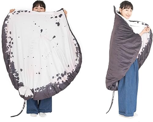 Animal de Peluche Mantarraya Manta Raya, Capa Gigante de Felpa Suave Usable, Manta para Mascotas, Tapete de Piso para Casa, Viajes, Oficina, Camping
