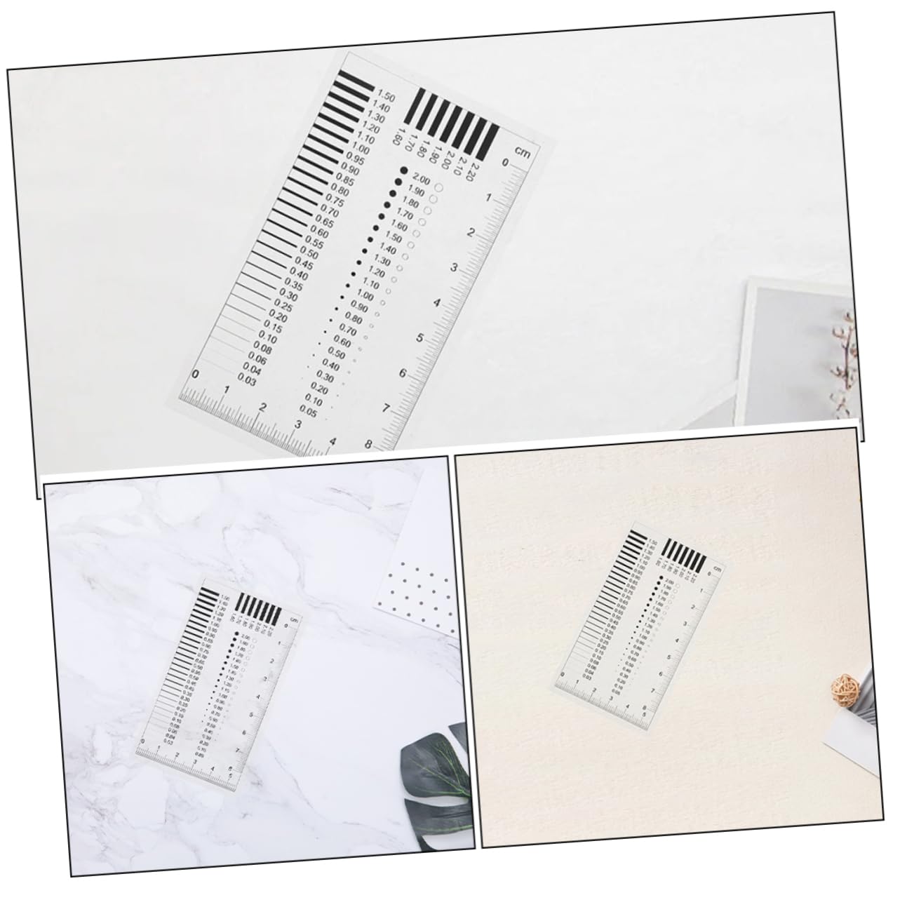 3pcs High Precision Film Ruler Multi-Functional Crack and Spot Measurement Tool for Accurate Surface Defect Detection and Dimension Analysis