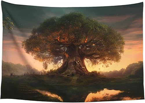Baxozud Un antiguo árbol de la vida que brilla, decoración del hogar, tapiz psicodélico tapiz para colgar en la pared