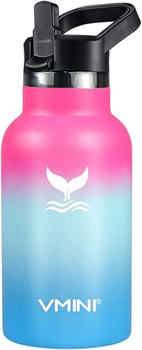 Botella de agua Vmini con tapa de paja con mango estándar, con aislamiento de boca estándar al vacío 188, acero inoxidable, 12182232oz