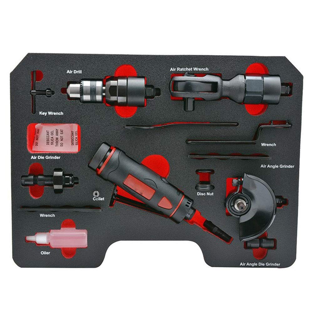 Juego de herramientas neumáticas 5-en-1, neumática máquina de grabado/Angle Grinder/Llave de trinquete Herramientas neumáticas