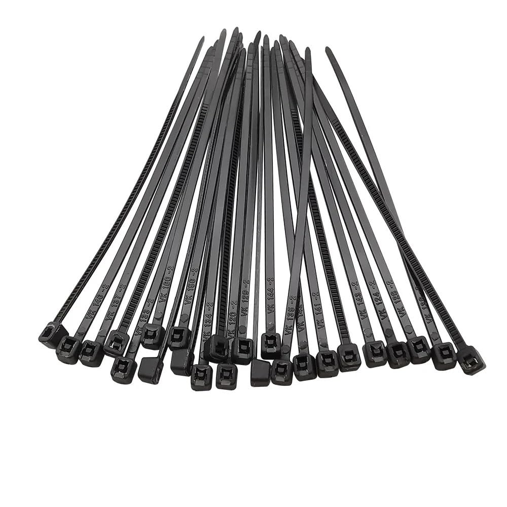 Fermacavi in nylon, 100 fascette autobloccanti nere in nylon, dimensioni assortite (4 x 300 mm, larghezza 2,5 mm)