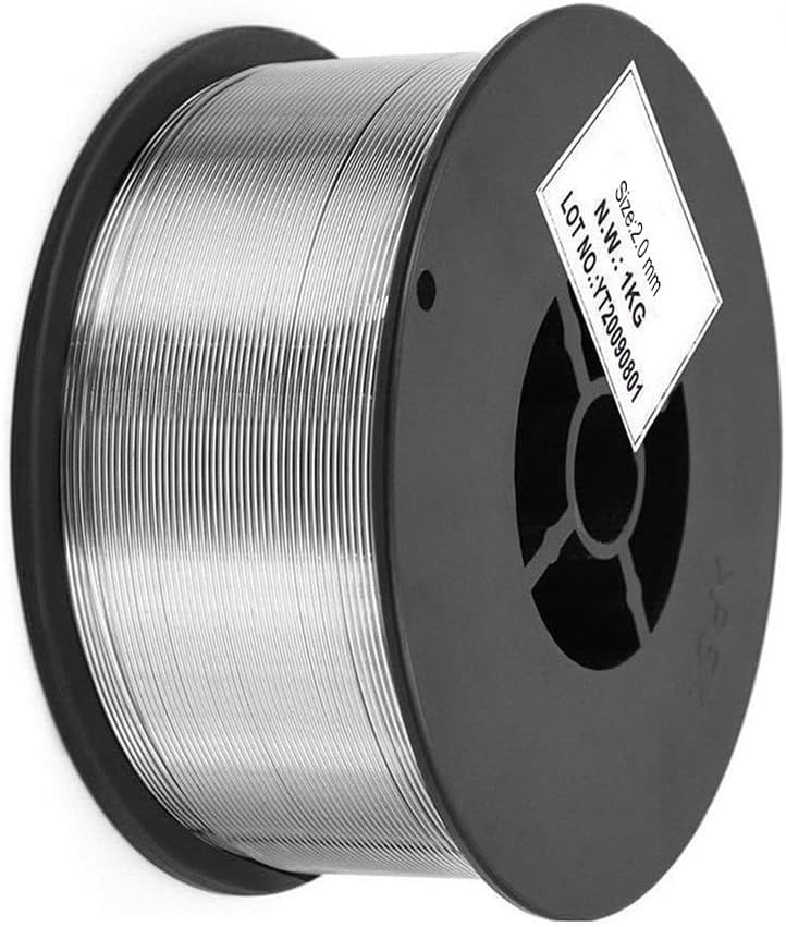 Flux Core Aluminum Welding Wire 2.0mm Gasless MIG Welding Filler Rod Self-Shielded DCEN Polarity For Industrial Metal Fabrication Agricultural Machinery Steel Frame Butt And Fillet Welds 1Kg Spool