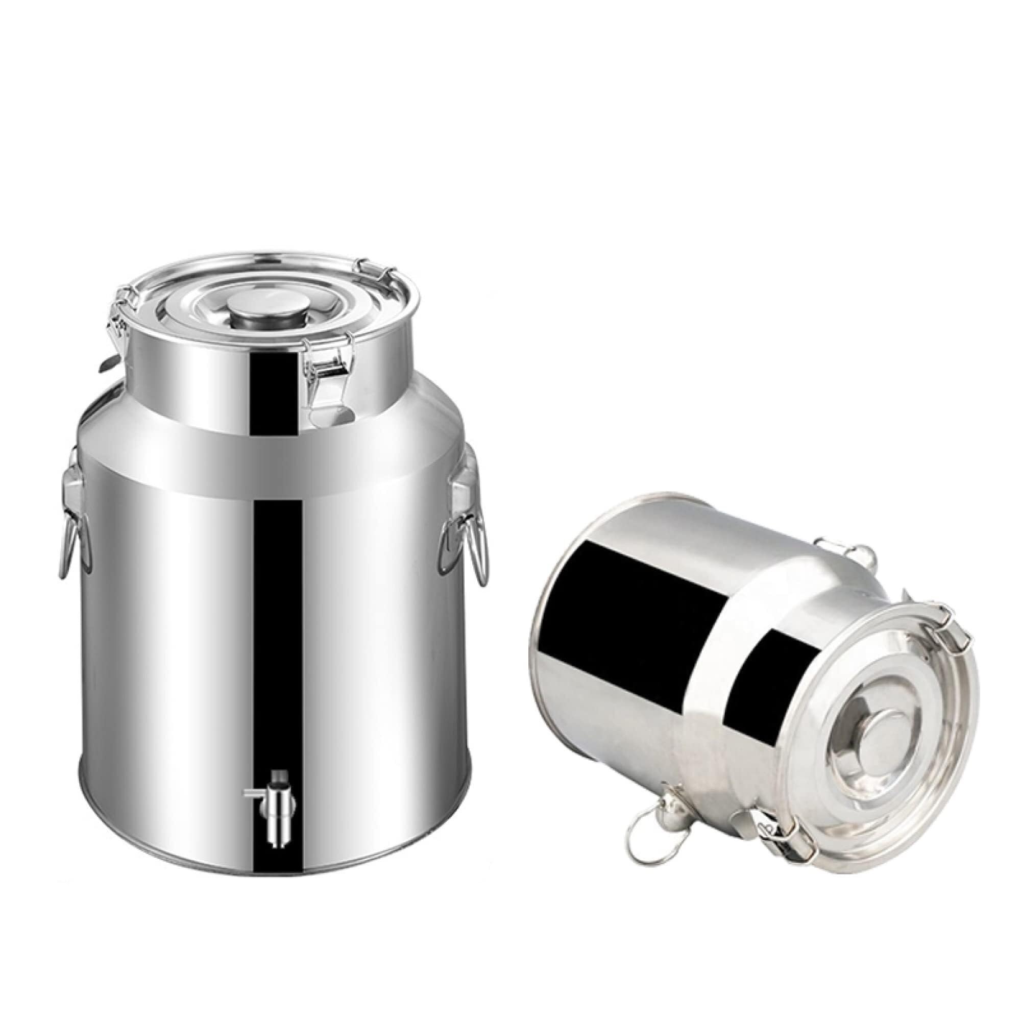 SaryEdge 5L/9L/14L/18L 201 Stainless Steel Milk Churn Barrel Oil Barrel Tea Barrel Milk Pot Barrel, Milk Transport Can,With Tap-5L,With Tap-5L