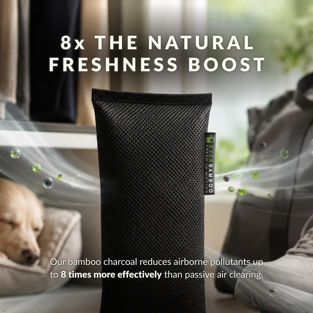 Ever Bamboo Shoe Deodorizer Bag Set w/Natural Bamboo Charcoal